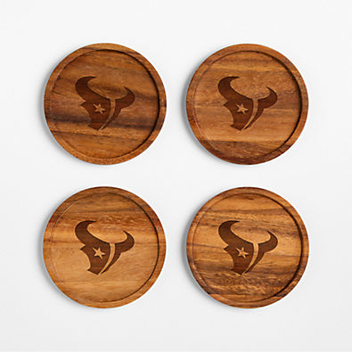 View NFL Houston Texans Tondo Acacia Wood Coasters, Set of 4 details