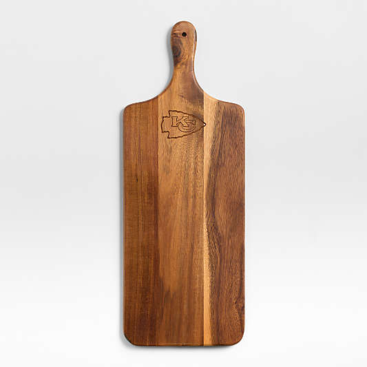 NFL Kansas City Chiefs Tondo Acacia Paddle Serving Board