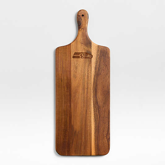NFL Seattle Seahawks Tondo Acacia Paddle Serving Board