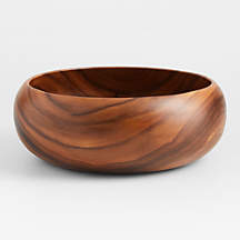 Tondo 14" Acacia Wood Salad Serving Bowl | Crate & Barrel
