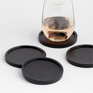 View Tondo Ebonized Wood Coasters, Set of 4 details