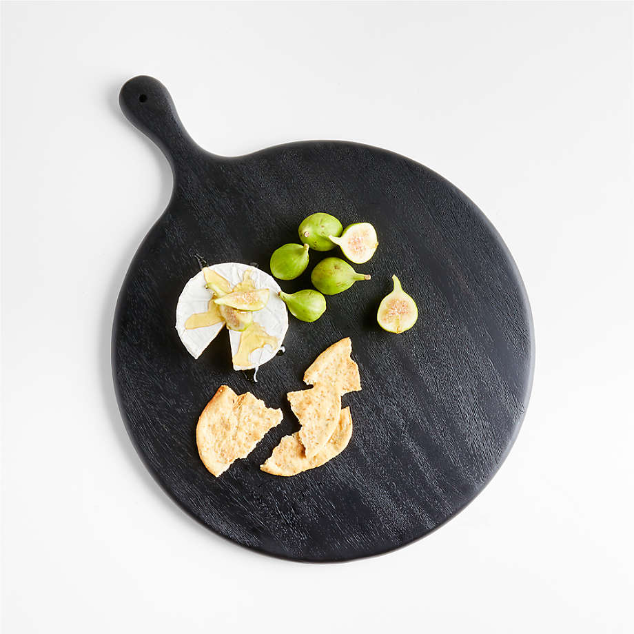 Tondo Ebonized Round Serving Board | Crate & Barrel
