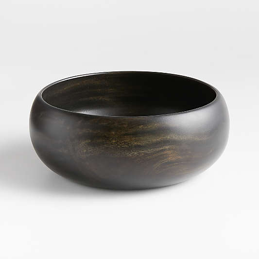 Tondo 10.5" Ebonized Wood Salad Serving Bowl