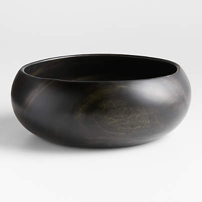 Tondo 14" Ebonized Wood Salad Serving Bowl