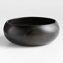 Tondo 14" Ebonized Wood Salad Serving Bowl + Reviews | Crate & Barrel