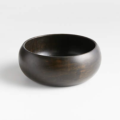 Tondo 8.5" Ebonized Wood Salad Serving Bowl