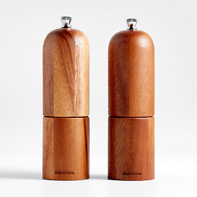 View Crate & Barrel Tondo Acacia Salt & Pepper Mills, Set of 2 details
