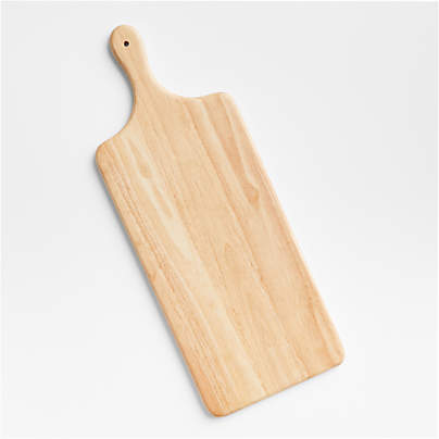 Choice 12 Round Wooden Serving Board with 4 1/2 Handle