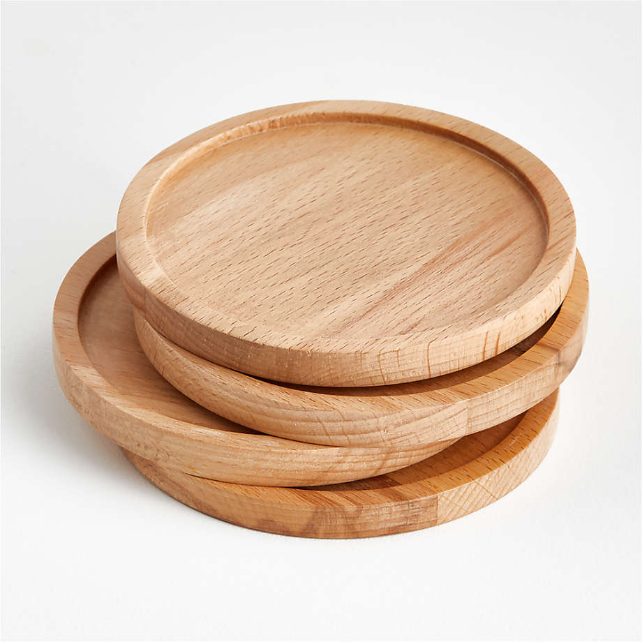 Tondo Natural Wood Coasters, Set of 4