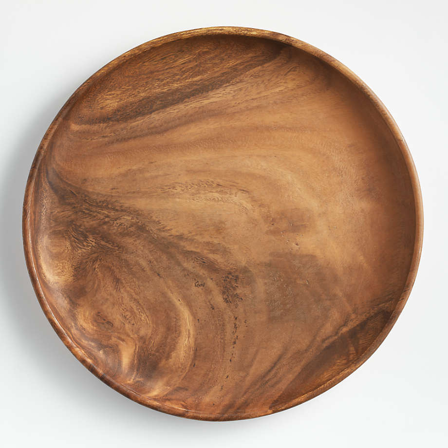 Natural Wood Round Plate Serving Tray Wooden Platter Home Cheese Dishes 