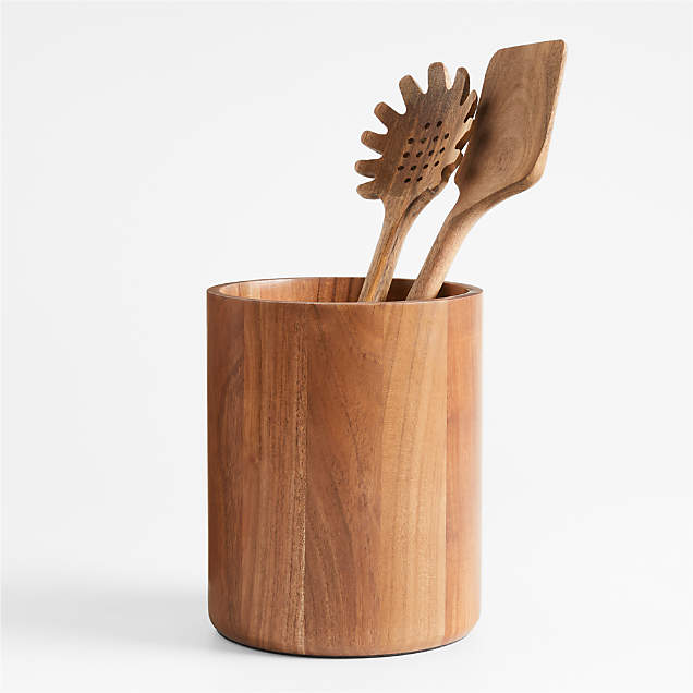 Acacia Utensil Holder + Reviews Crate & Barrel