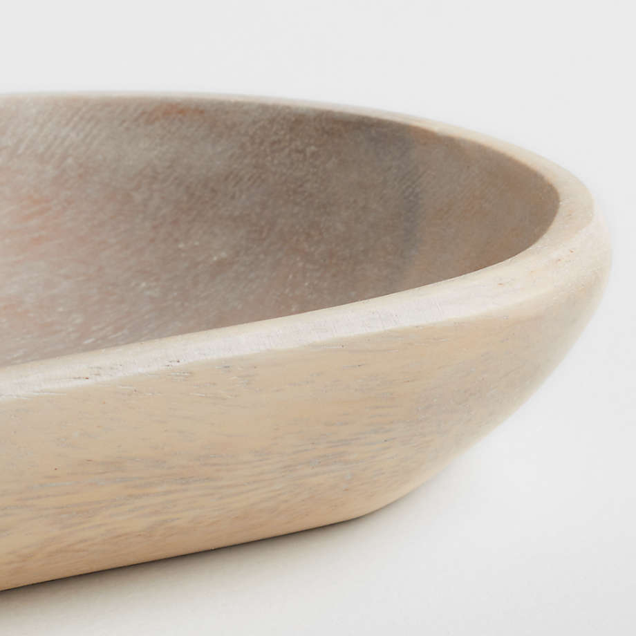 Tondo 16.5" Oval White-Washed Platter + Reviews | Crate & Barrel