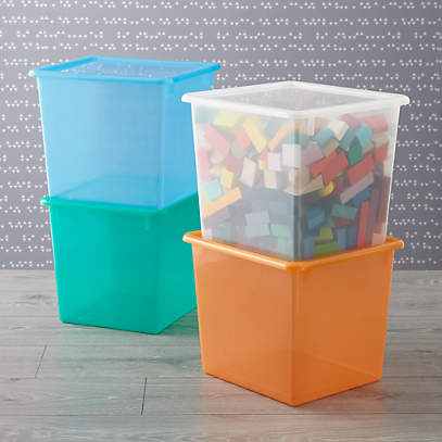 Kids Storage Containers Colorful, Plastic Cube Storage Bin With Lid