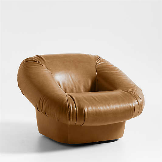 Topanga Leather Swivel Accent Chair