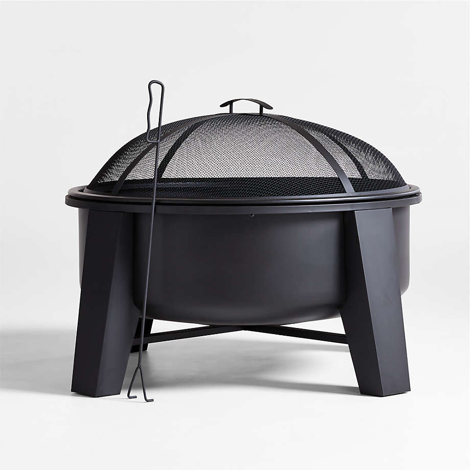 Torin Round Black Metal Fire Pit Crate & Barrel