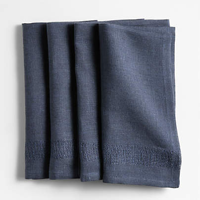 Torino Indigo EUROPEAN FLAX ™-Certified Linen Dinner Napkins, Set of 4