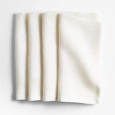 Torino Off White EUROPEAN FLAX ™-Certified Linen Dinner Napkins, Set of 4