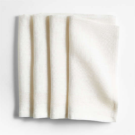 Torino Off White EUROPEAN FLAX ™-Certified Linen Dinner Napkins, Set of 4