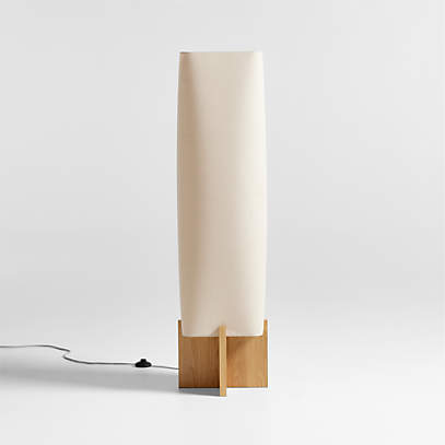 Toro Wood Floor Lamp with Woven Shade Reviews Crate Barrel