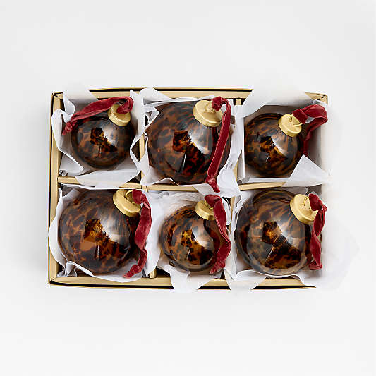 Tortoise Christmas Tree Ornaments, Boxed Set of 6