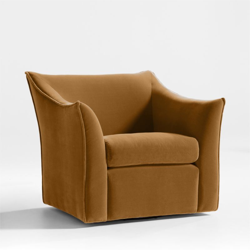 Tortona Ocher Velvet Swivel Accent Chair