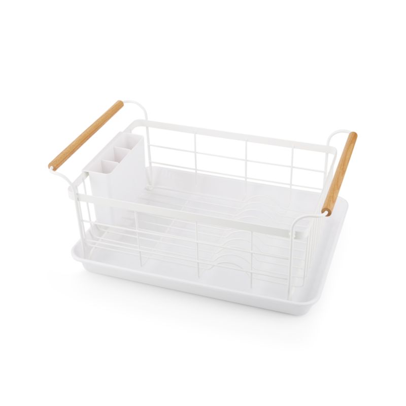 Yamazaki Tosca White Dish Rack with Wood Handles - image 2 of 5