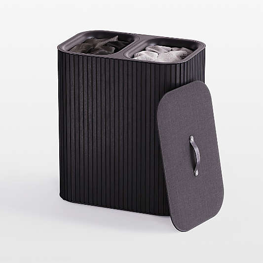 Joseph Joseph Tota Luxe 90L Bamboo Dual Laundry Basket - Carbon Black