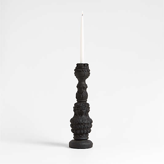 Finestra Large Black Taper Candle Holder 19"