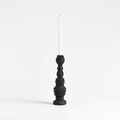 Finestra Small Black Taper Candle Holder 13"