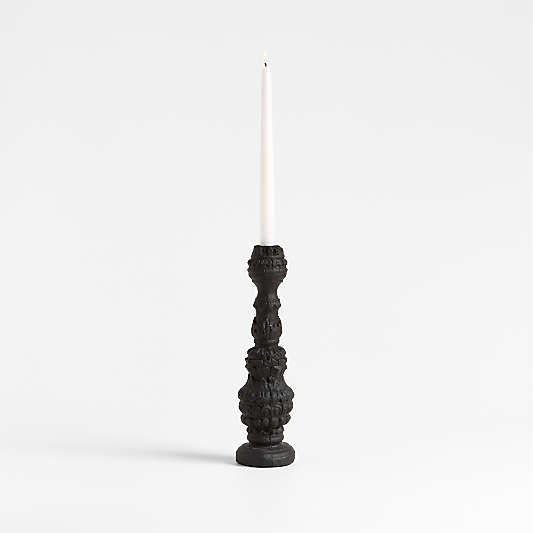 Finestra Small Black Taper Candle Holder 13"