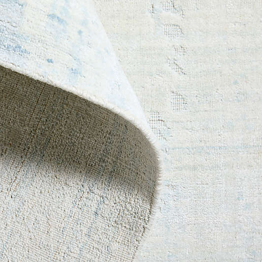 Tottori Viscose Abstract Handwoven Blue Rug Swatch 12"x18"