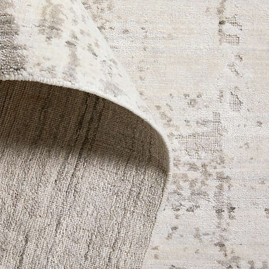 Tottori Viscose Abstract Handwoven Grey Area Rug 6'x9'