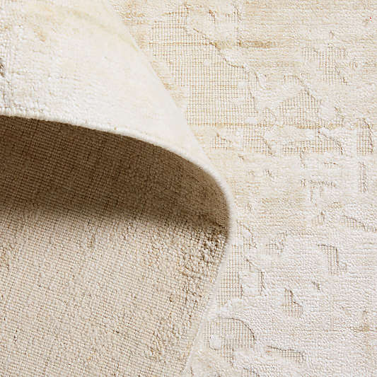 Tottori Viscose Abstract Handwoven Ivory Rug Swatch 12"x18"
