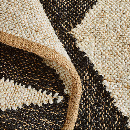 Toulon Jute Diamond Checkered Black Area Rug 12'x15'