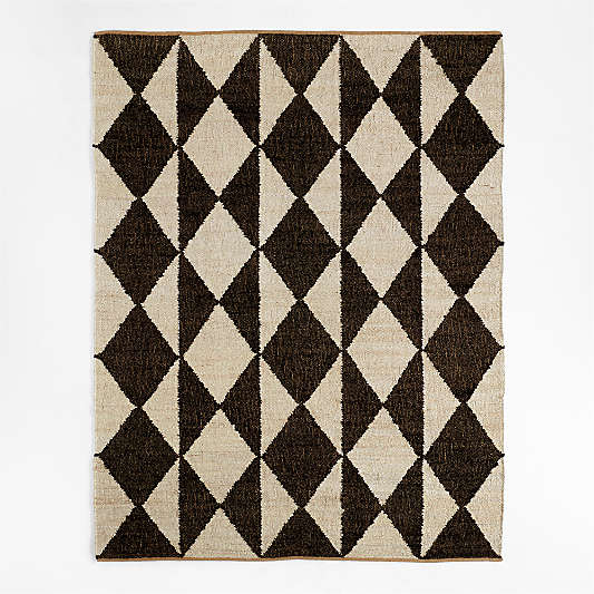 Toulon Jute Diamond Checkered Black Area Rug