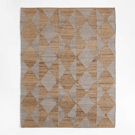 Toulon Jute Diamond Checkered Grey Area Rug 12'x15'