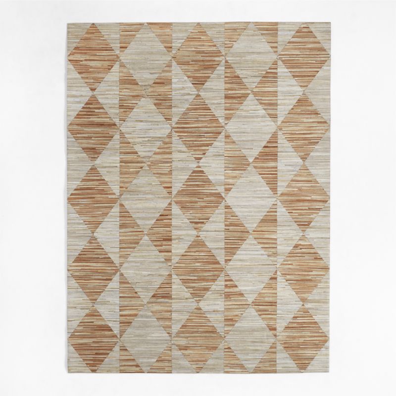 Toulon Cowhide Diamond Checkered Beige Area Rug 10'x14' - image 2 of 8