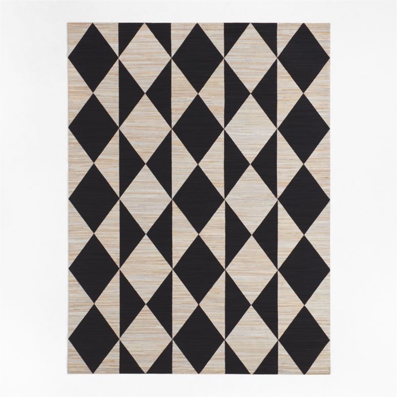 Toulon Cowhide Diamond Checkered Black Area Rug 6'x9' + Reviews | Crate ...