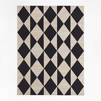 Toulon Cowhide Diamond Checkered Black Area Rug 6'x9