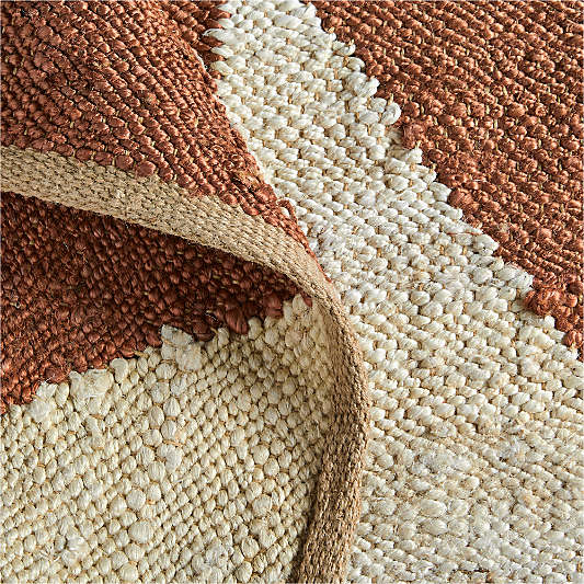 Toulon Jute Diamond Checkered Teracotta Area Rug 12'x15'