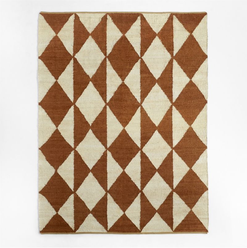 Toulon Jute Diamond Checkered Teracotta Area Rug 10'x14' + Reviews