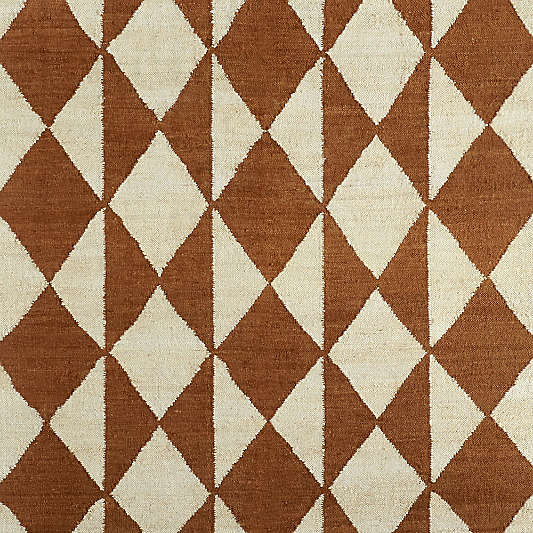 Toulon Jute Diamond Checkered Teracotta Area Rug 12'x15'