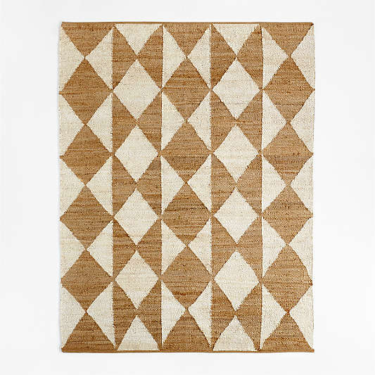 Toulon Jute Diamond Checkered White Area Rug 12'x15'