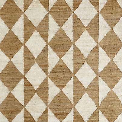 Toulon Jute Diamond Checkered White Area Rug 6'x9'