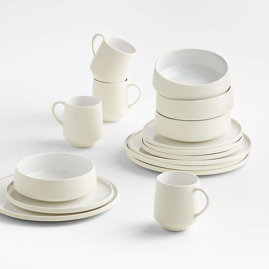 Tour White Porcelain 16-Piece Dinnerware Set + Reviews | Crate & Barrel