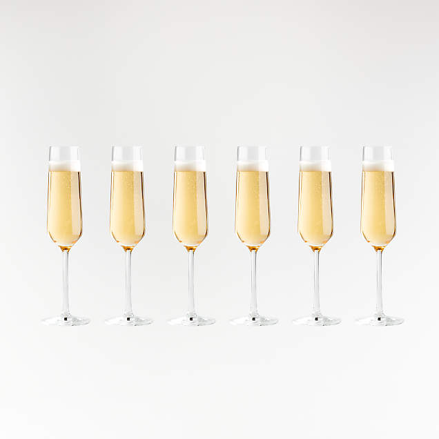 Nattie Champagne Glass Flutes, Set of 8 + Reviews Crate & Barrel