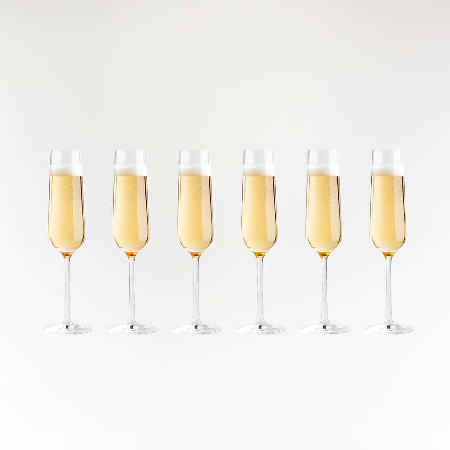 Schott Zwiesel Pure Tour Champagne Flutes Prosecco Glasses, Set of 6 + Reviews | Crate & Barrel