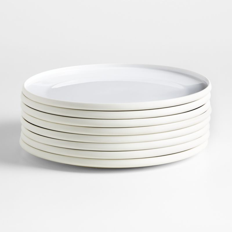 Tour White Porcelain Dinner Plates, Set of 8