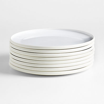 View Tour White Porcelain Dinner Plates, Set of 8 details