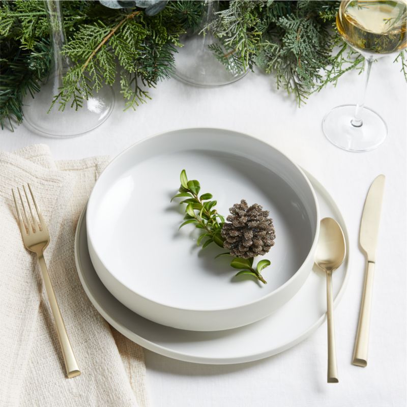 Tour White Porcelain Dinner Plates, Set of 8